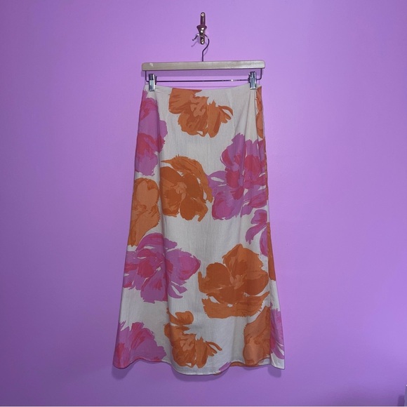 Sabo Bailee Midi Skirt Women's Size Medium Solstice Pink Floral A-Line NWT - Picture 2 of 15